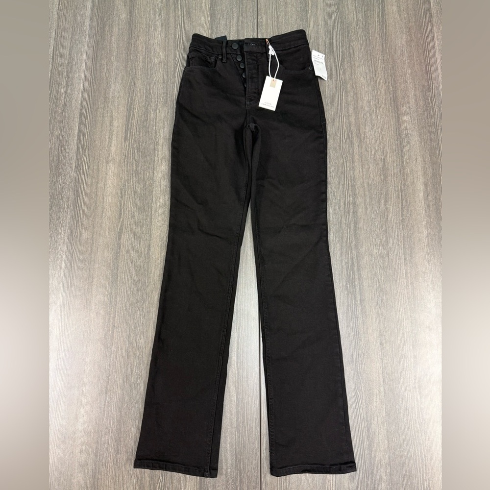 Good American High-Rise Straight Leg Jeans — Black